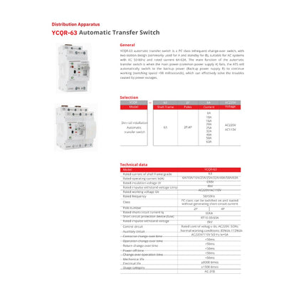 CNC 4 Pole ATS YCQR-63 Automatic Transfer Switch for Seamless Power Transition - image 5