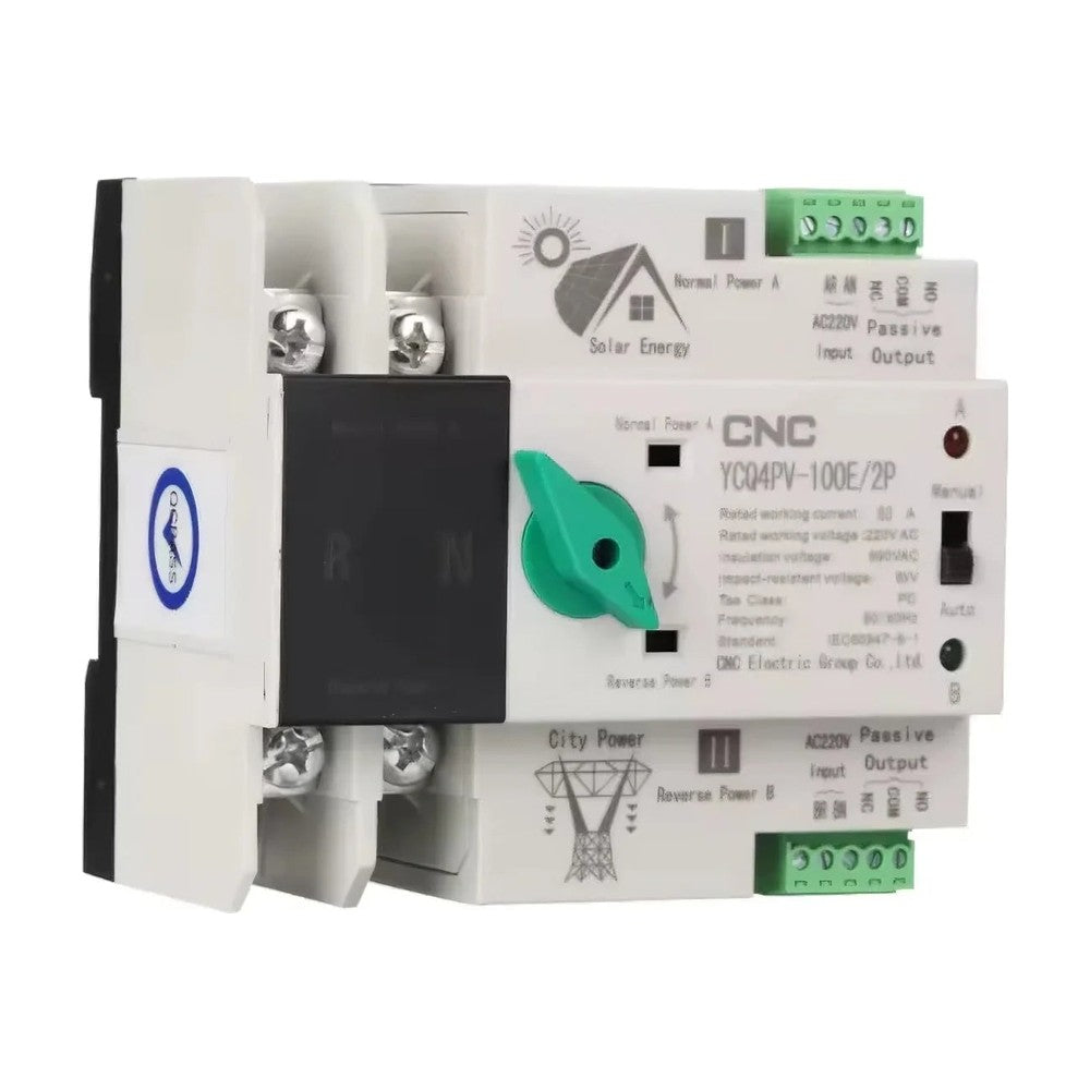 CNC 2-Pole PV ATS Automatic Transfer Switch 100A – ATS YCQ4-100E