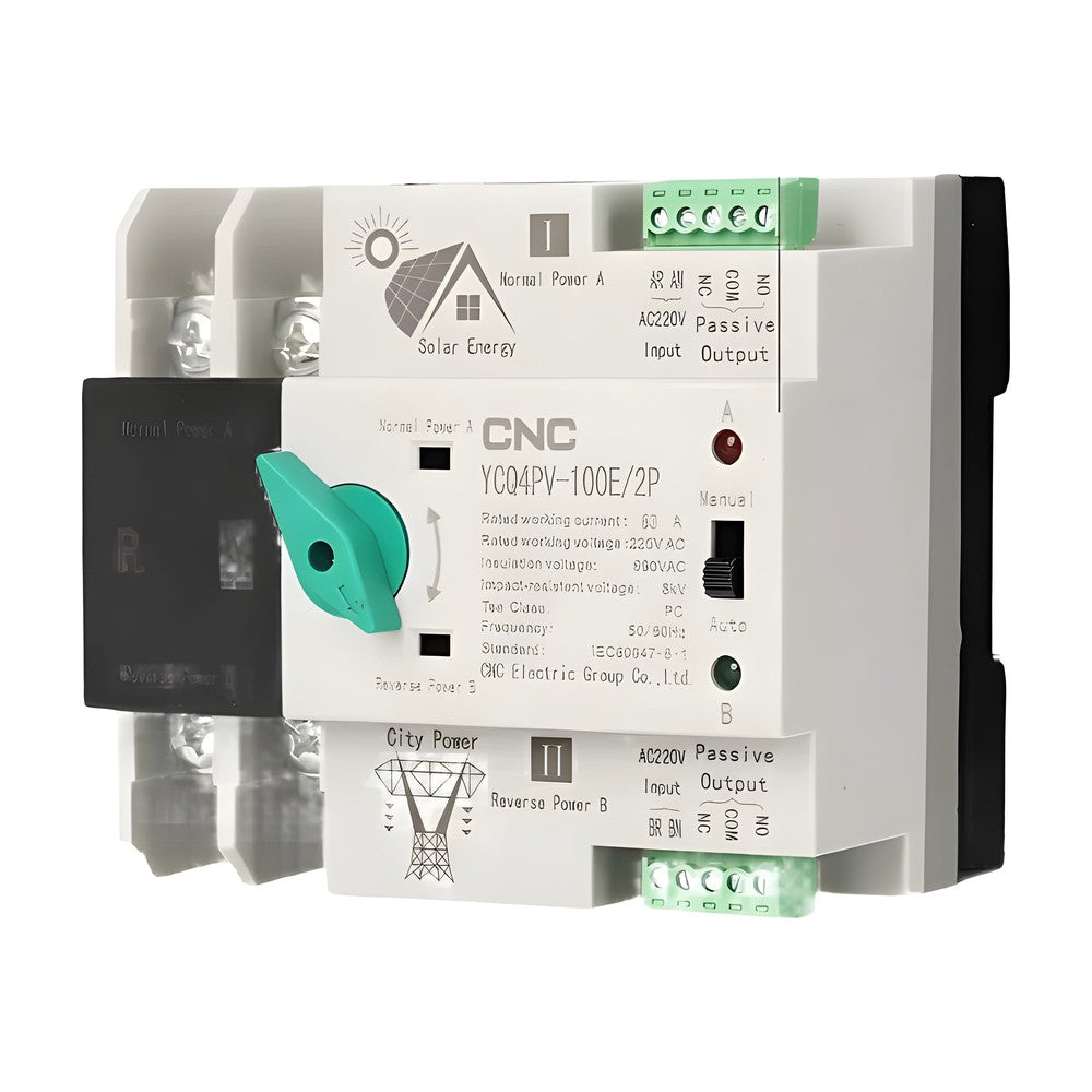 CNC 2-Pole PV ATS Automatic Transfer Switch 100A – ATS YCQ4-100E - image 3