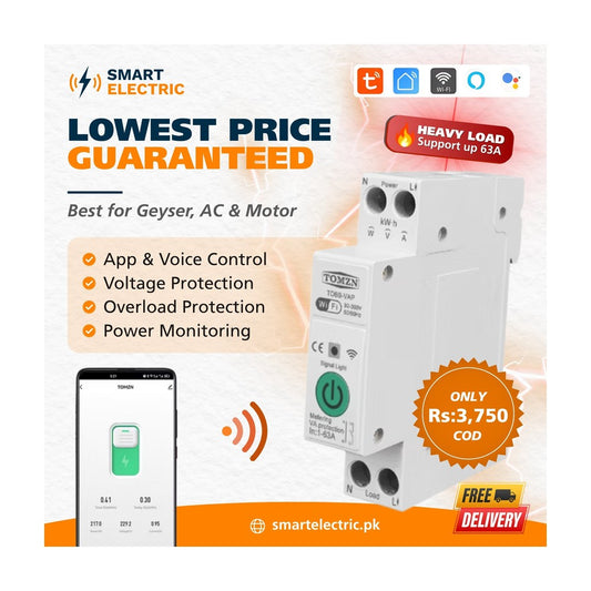 Tomzn Smart 63A WiFi Circuit Breaker with Remote Control Features smart wifi
