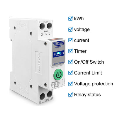 Tomzn TOB9S-VAP 63A WiFi Smart Circuit Breaker with Energy Monitoring smart wifi - image 2