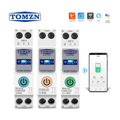 Tomzn TOB9S-VAP 63A WiFi Smart Circuit Breaker with Energy Monitoring smart wifi