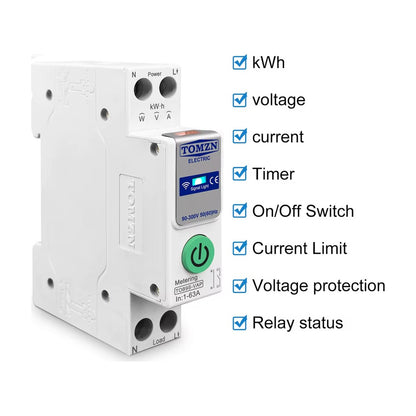 Tomzn TOB9S-VAP 63A WiFi Smart Circuit Breaker with Energy Monitoring smart wifi - image 4