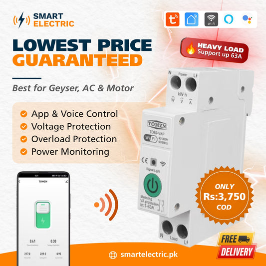 Tomzn Smart 63A WiFi Circuit Breaker with Remote Control Features