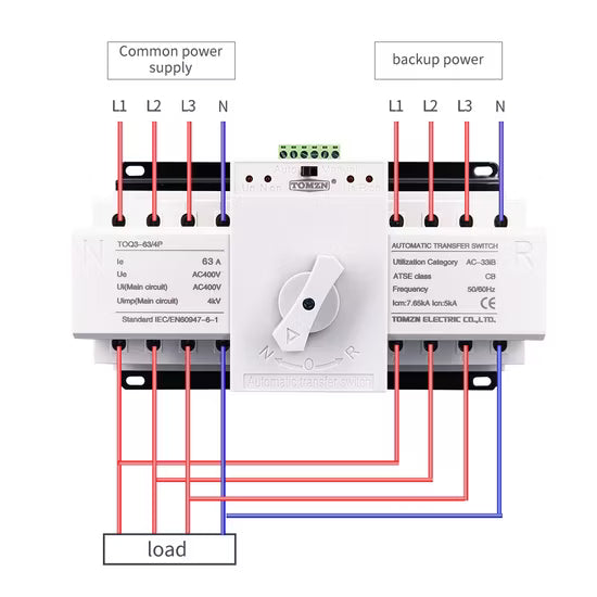 TOMZN Four Pole Automatic Transfer Switch ATS 63A