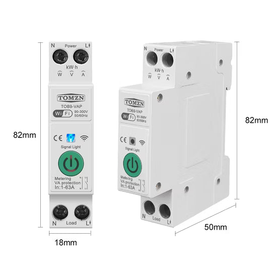 Tomzn Smart 63A WiFi Circuit Breaker with Remote Control Features